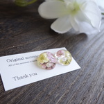 pink & yellow flowers イヤリング /ピアス パープル 