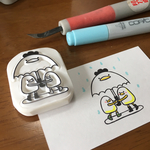 【受注生産】ひよこ兄弟の雨降りはんこ