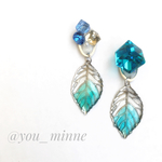 ２色/ガラスキューブステンドグラス/ピアス/ノンホールピアス