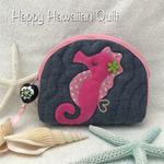 ☻タツノオトシゴのシェルポーチ　ハワイアンキルト⑲