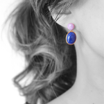 14KGF/ 2WAY PHOSPHOSIDERITE LAPISLAZULI STUD EARRINGS