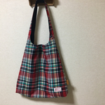＊SALE＊【レッドチェック】トライアングルバッグ  L