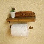 【温泉流木】フチ付き台のかわいいトイレットペーパーホルダー 流木インテリア