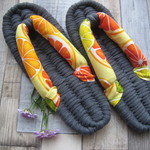 布ぞうり：monami506さまご予約品：再販dark gray23cm/kiwi orange