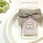 再販×4♡さらさらキラキラ♡ ホワイト香水瓶×リボン スマホケース iphone/AQUOS/Galaxy/Xperia
