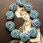 【2コセット】JIRI＊IVANA czech beads #チェコビーズ カタツムリ snail 18×16㎜  ホワイト/ブルー