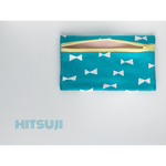 リボン柄 ターコイズブルー ペンケース ふでばこ ポーチ