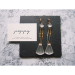 metal oval parts × clear earring クリア×ゴールド大ぶりイヤリング