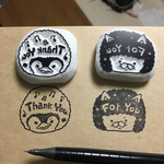 【受注製作】アフロペンギンとアフロ猫のはんこ