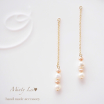 ＊淡水パールピアス／イヤリング＊ホワイト×オレンジゴールド