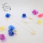 【3点セット】フェイクコットンパールと紫陽花チャームの おめかしセット