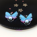 オープンセール + 10%OFF パール 蝶 ピアス 蝶 浴衣 花火 イヤリング無料変更  森ガール シフォン 妖精の翼
