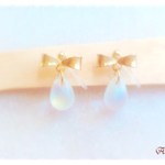 ぷっくりリボンと朝露のピアス/ノンホールピアス