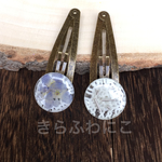【2本セット】春レースとオオイヌノフグリのパッチン留め／親子でお揃い(*´꒳`*)／ヘアピンに変更可能／耳飾りあり