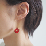 PONPONmini チェーンピアス/ノンホールピアス   レッド