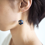 PONPONmini チェーンピアス/ノンホールピアス   ネイビー