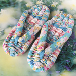 Yokobar's布ぞうり 23〜23.5cm 水色にお花などの柄