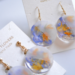限定レジン「フロストフラワー、八重紫陽花」ピアス、イヤリング、樹脂、14kgf
