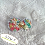 ビーズ 刺繍 ブローチ／ヘアゴム(Circle-No.23)