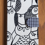 280)【送料込】iPhone手帳型ケース(フクロウ・モノクロ)