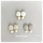コットンパールつき  くるみボタンピアス【樹脂ピアス・イヤリング可】