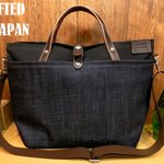 ポケットいっぱい◎帆布×レザー×岡山デニムのショルダーバッグ！◎黒ブラック×インディゴ