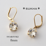 スワロフスキーのシンプルピアス(8mm)(スワロカラー/14kgf変更可）