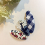 夏に可愛いギンガム♪ミナペルホネン お花刺繍のパッチンピン キッズ&ベビー⑅◡̈*