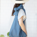 【sale】リネンリボンのバッグ（スモークブルー）