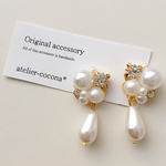 ＊ 雫パール ホワイト ビジュー ピアス