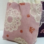 シンプル花柄ピンク×シンプル花柄パープルパックンポーチ