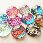 花ガラスカボション丸 20mm ５個　ぷっくりタイプMIX