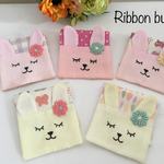 【再販】ふわふわガーゼのハーフハンカチ♡うさぎ（お花）