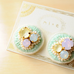 ＜Stella～星のはじまり～＞星降る刺繍ピアス◎パステル◎スワロフスキー★ロングポスト/アレルギー対応変更可能