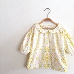 SALE!!★100㎝★ドロップショルダー丸襟ブラウス/yellowflower（親子お揃い可能）