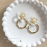 クリア お花とゴールドリング 2way ピアス/イヤリング