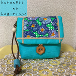 SALE♡お花刺繍のノスタルジックポーチ(リネン＊アクア)