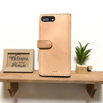 オーダー品  iPhone8 plus 用  栃木レザー ヌメ革 ナチュラル 手帳型 iPhoneケース