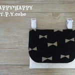 HAPPY☆移動ポケット（リボン×ドット）ブラック×モカ