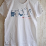手描きセキセイインコのTシャツ 【白／グレー】