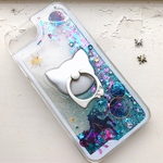 宇宙 光る星 ウォーターケース 猫 スマホリング スマホケース iPhoneケース iPhone8 iPhone７iPhone6/6s