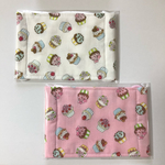 ガーゼ マスク カップケーキ柄 白&ピンク  2枚セット 子供用 給食 風邪 花粉   