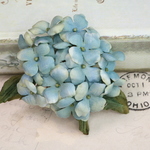 布花　秋色あじさいブローチ（ブルー×グリーン）
