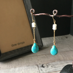 ✳︎ホワイトシェルとターコイズのドロップピアス✳︎