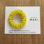 《再販》ビーズのループ・ブローチ/yellow