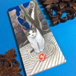 原画●猫たちと砂紋のイラスト●風景画●絵画●絵●アート●壁掛け
