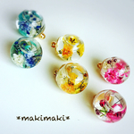 人気✨再販44✨花束♡ハーバリウムピアス、ノンホールピアス、サージカルステンレスピアス