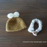 ソランちゃん服　メルちゃん服　ニット帽子とマフラー(スヌード)のセット　２wayマフラー