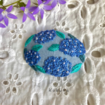 ☂️紫陽花の刺繍ブローチ 、ヘアゴム変更可   ブルー☂️ 5.5