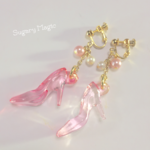 ガラスの靴イヤリング♡ピンク(ピアス変更￥0)